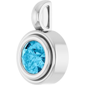 14K White Gold Natural Aquamarine Charm/Pendant – image 2