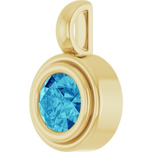 14K Yellow Gold Natural Blue Zircon Charm/Pendant – image 2