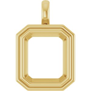 10K Yellow Gold 14x12 mm Emerald Charm/Pendant Mounting – image 2