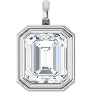 Platinum 14x12 mm Emerald Charm/Pendant Mounting