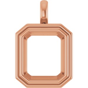 18K Rose Gold 14x12 mm Emerald Charm/Pendant Mounting – image 2