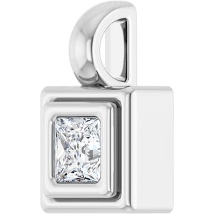 18K White Gold 3x3 mm Square Charm/Pendant Mounting – image 3