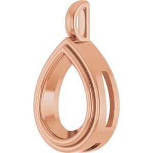 18K Rose Gold 16x12 mm Pear Charm/Pendant Mounting – image 4
