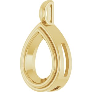 18K Yellow Gold 16x12 mm Pear Charm/Pendant Mounting – image 4