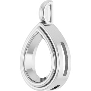 18K Palladium White Gold 16x12 mm Pear Charm/Pendant Mounting – image 4