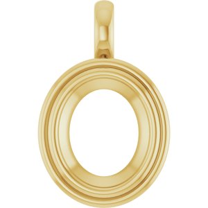 18K Yellow Gold 12x10 mm Oval Charm/Pendant Mounting – image 2