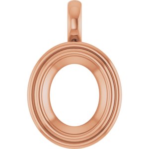 10K Rose Gold 12x10 mm Oval Charm/Pendant Mounting – image 2
