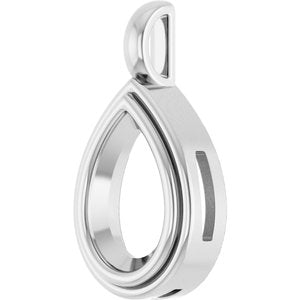 10K White Gold 12x8 mm Pear Charm/Pendant Mounting – image 4