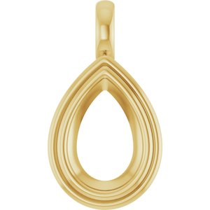 18K Yellow Gold 12x8 mm Pear Charm/Pendant Mounting – image 2