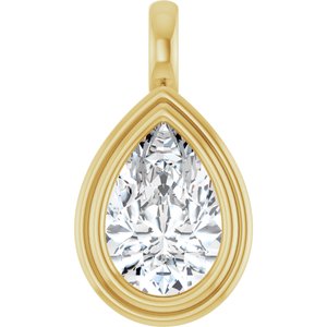 18K Yellow Gold 12x8 mm Pear Charm/Pendant Mounting