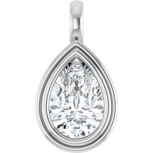 10K White Gold 12x8 mm Pear Charm/Pendant Mounting