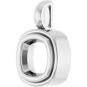 10K White Gold 7x7 mm Cushion Charm/Pendant Mounting – image 4
