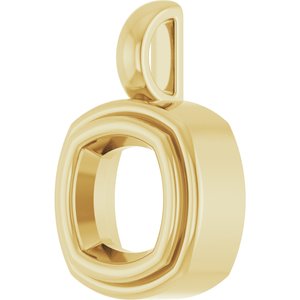 18K Yellow Gold 7x7 mm Cushion Charm/Pendant Mounting – image 4