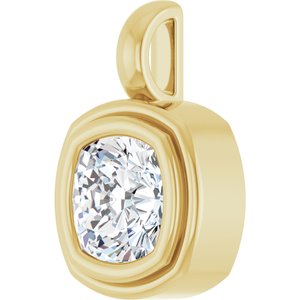 18K Yellow Gold 7x7 mm Cushion Charm/Pendant Mounting – image 3