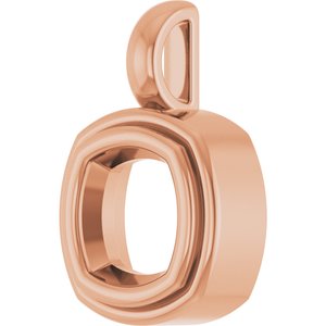 14K Rose Gold 7x7 mm Cushion Charm/Pendant Mounting – image 4