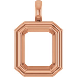 14K Rose Gold 12x10 mm Emerald Charm/Pendant Mounting – image 2