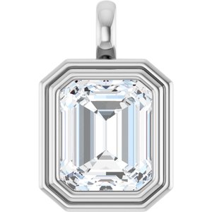 10K White Gold 12x10 mm Emerald Charm/Pendant Mounting