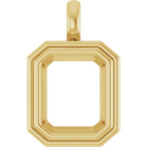 18K Yellow Gold 12x10 mm Emerald Charm/Pendant Mounting – image 2