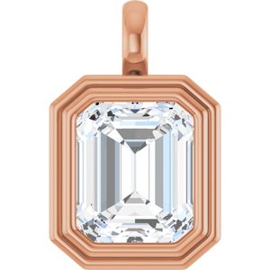14K Rose Gold 12x10 mm Emerald Charm/Pendant Mounting