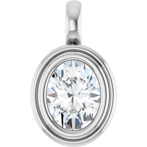 18K X1 White Gold 8.5x6.5 mm Oval Charm/Pendant Mounting