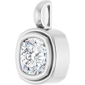 14K White Gold 7.5x7.5 mm Cushion Charm/Pendant Mounting – image 3
