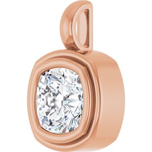 14K Rose Gold 7.5x7.5 mm Cushion Charm/Pendant Mounting – image 3