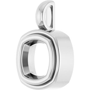 14K White Gold 7.5x7.5 mm Cushion Charm/Pendant Mounting – image 4