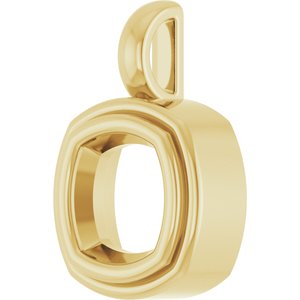 14K Yellow Gold 7.5x7.5 mm Cushion Charm/Pendant Mounting – image 4