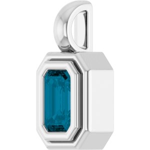 Sterling Silver Natural London Blue Topaz Charm/Pendant – image 2