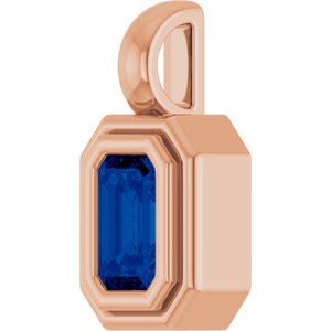 14K Rose Gold Lab-Grown Blue Sapphire Charm/Pendant – image 2
