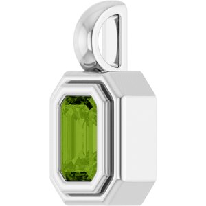 14K White Gold Natural Peridot Charm/Pendant – image 2