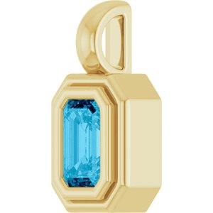 14K Yellow Gold Natural Aquamarine Charm/Pendant – image 2