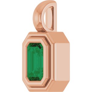 14K Rose Gold Natural Emerald Charm/Pendant – image 2