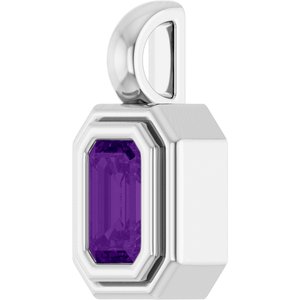 14K White Gold Natural Amethyst Charm/Pendant – image 2