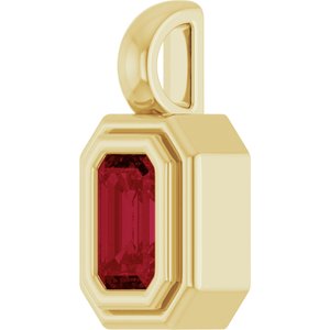 14K Yellow Gold Lab-Grown Ruby Charm/Pendant – image 2