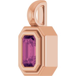 14K Rose Gold Natural Pink Tourmaline Charm/Pendant – image 2
