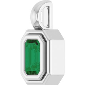 Platinum Natural Emerald Charm/Pendant – image 2