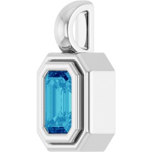 Platinum Natural Blue Zircon Charm/Pendant – image 2