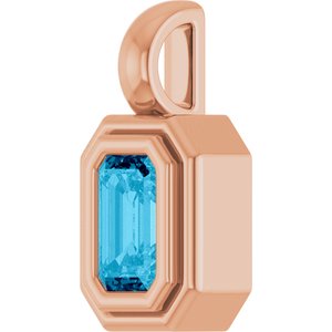 14K Rose Gold Natural Aquamarine Charm/Pendant – image 2