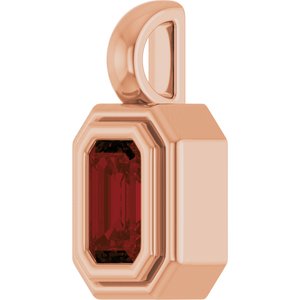 14K Rose Gold Natural Mozambique Garnet Charm/Pendant – image 2
