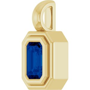 14K Yellow Gold Natural Blue Sapphire Charm/Pendant – image 2