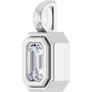 Platinum 5x3 mm Emerald Charm/Pendant Mounting – image 3