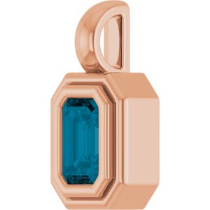 14K Rose Gold Natural London Blue Topaz Charm/Pendant – image 2