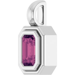14K White Gold Natural Pink Tourmaline Charm/Pendant – image 2