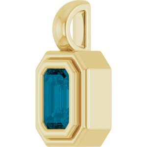 14K Yellow Gold Natural London Blue Topaz Charm/Pendant – image 2