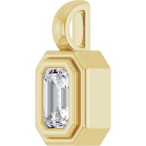 18K Yellow Gold 5x3 mm Emerald Charm/Pendant Mounting – image 3