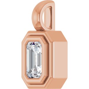 14K Rose Gold 5x3 mm Emerald Charm/Pendant Mounting – image 3
