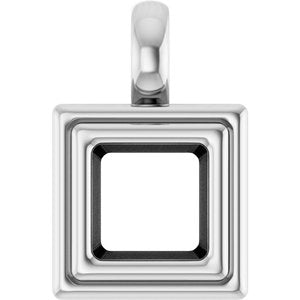 14K X1 White Gold 5.5x5.5 mm Square Charm/Pendant Mounting – image 2