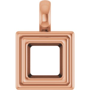14K Rose Gold 5.5x5.5 mm Square Charm/Pendant Mounting – image 2