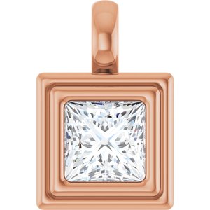 18K Rose Gold 5.5x5.5 mm Square Charm/Pendant Mounting